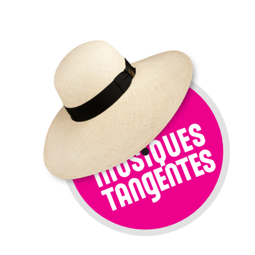 Fermeture en août ! Logo Musiques Tangentes avec un canotier